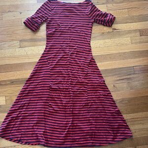 Ralph Lauren Red A-Line Dress with Cuffed 3/4 Sleeves